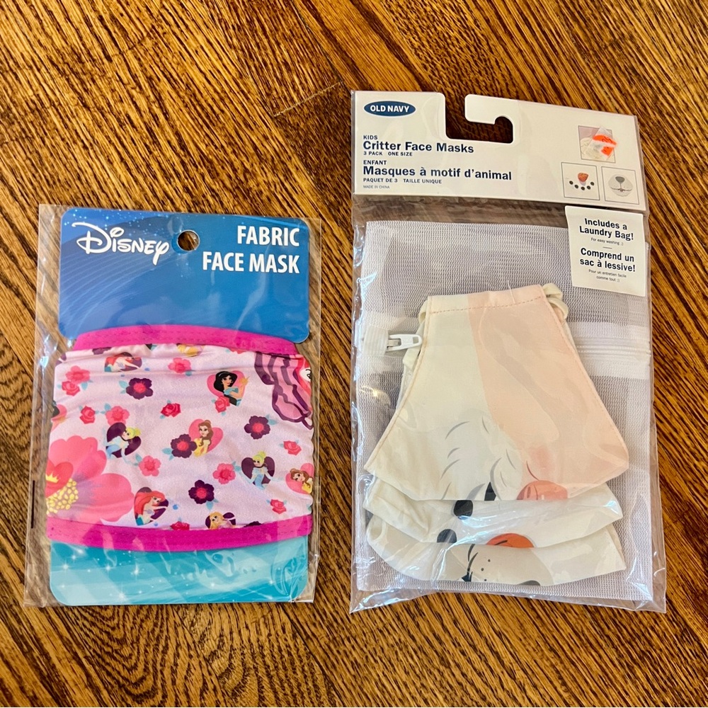 Old Navy and Disney Princess Cloth Hygiene Masks total of 4 NWT
